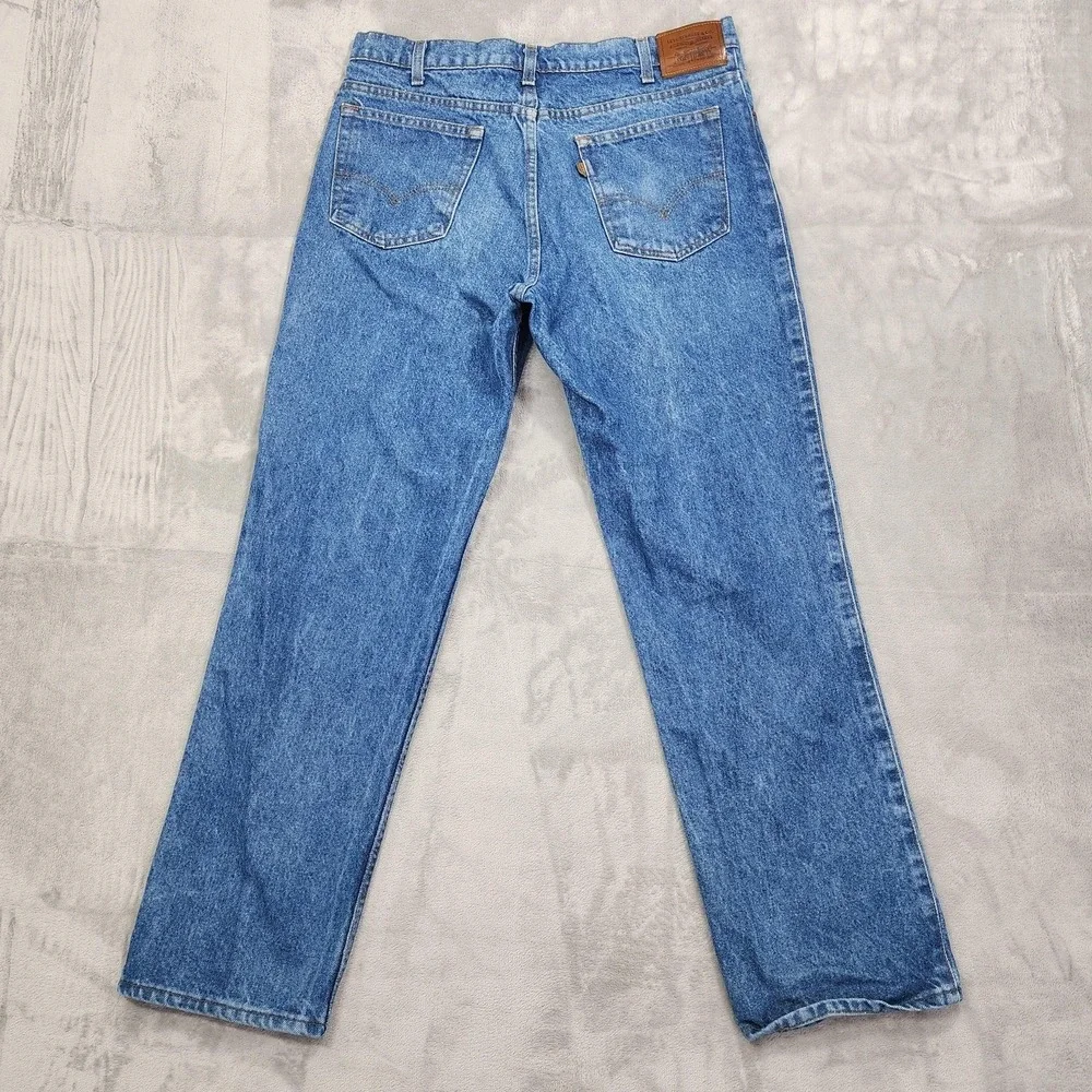 Vintage Levi's Jeans Mens 36x31 Blue Two Horse Straight Leg Leather Tab USA 90s‎